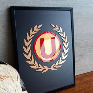 Universitario de deportes exclusivo cuadro en relieve 3D / Logo U con Laureles