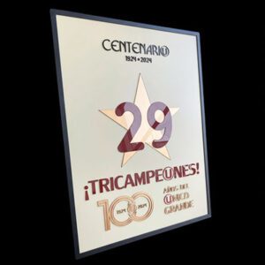 Universitario de deportes exclusivo cuadro en relieve  3D /   Centenario Tricampeones estrella 29 fondo crema Personalizado